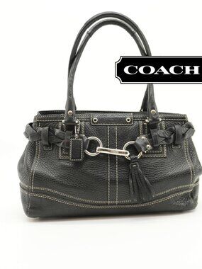 Black COACH Satchel Purse Y2K Leather Shoulder Bag